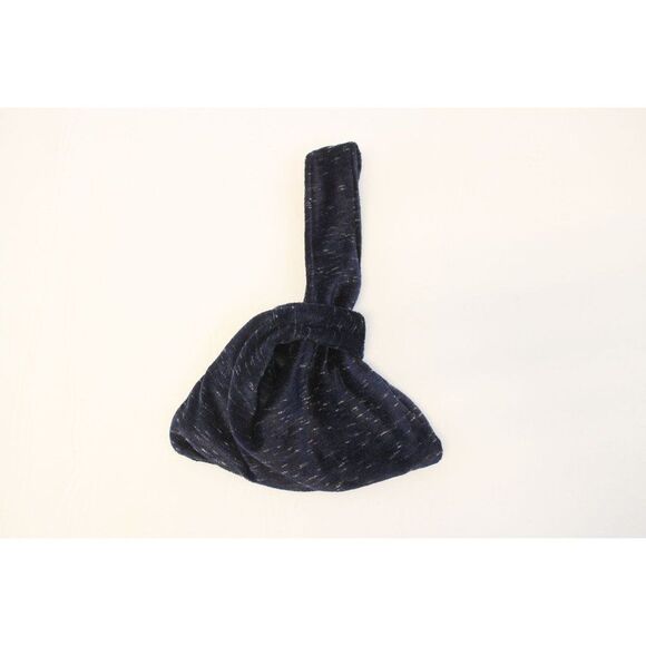 Navy Blue Soft Velour Japanese Knot Bag - Picture 1 of 4